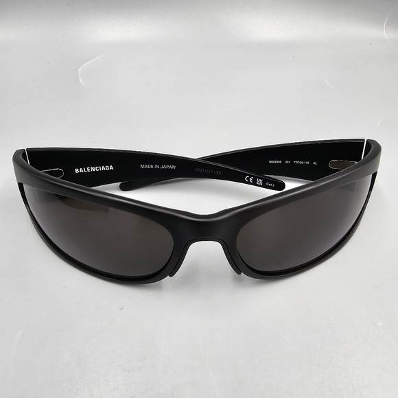 Balenciaga Geometric Aluminum Sunglasses BB0290S-001 Black Frame Grey Lenses - Picture 3 of 12